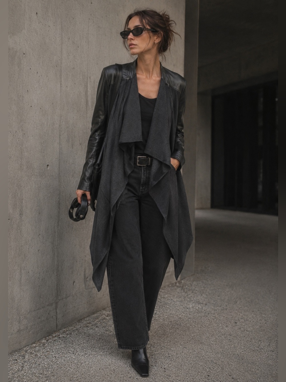 Annette Görtz Leather &Merino Avant-Garde Drape Jacket | S/M